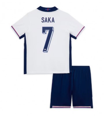 England Bukayo Saka #7 Hemmatröja Barn EM 2024 Kortärmad (+ Korta byxor)